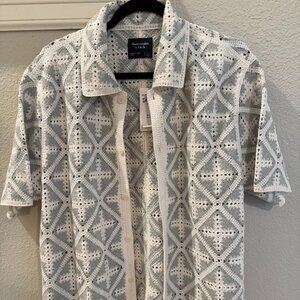 Abercrombie Crochet-Style Diamond Button-Through Sweater Polo